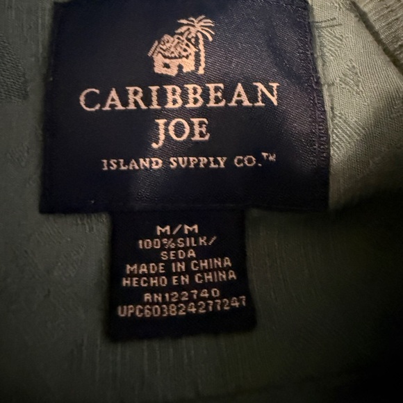 Caribbean Joe Men's Charcoal 100% Silk Button Up Shirt Size Medium - Picture 2 of 3